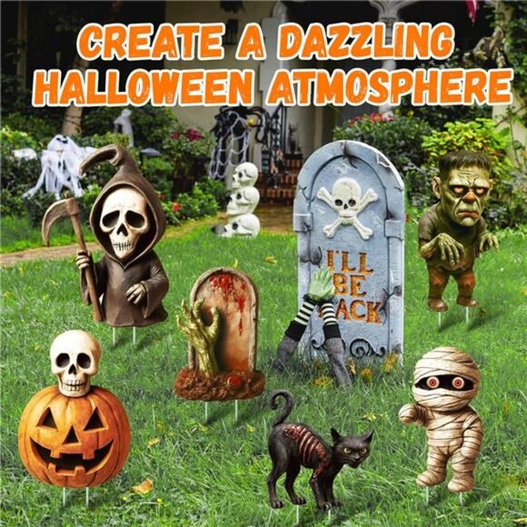 6 Pack Halloween Yard Signs, 3D Printed Large Halloween Yard Decorations - Picture 5 of 7